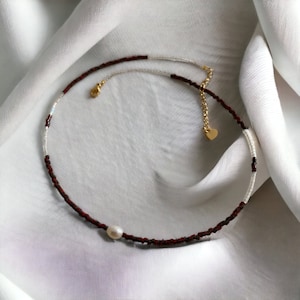 Miyuki and cultured pearl choker necklace, very fine choker necklace in Japanese pearls for women