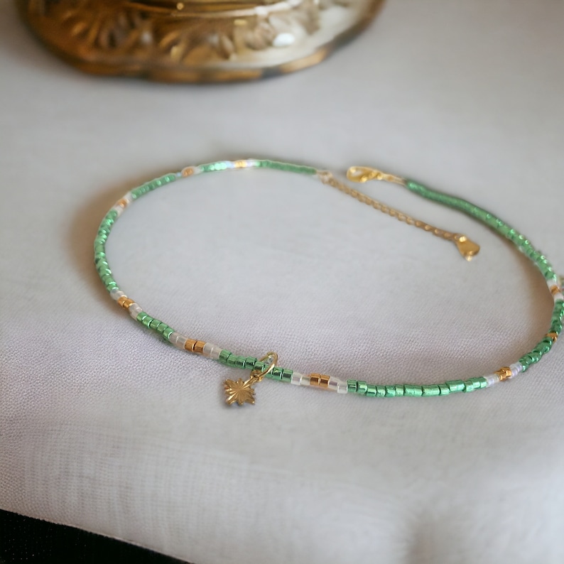 Collana girocollo miyuki verde menta con o senza pendente collana di perle minimalista da donna immagine 6
