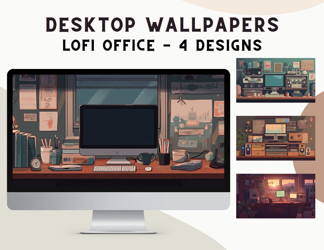 Lofi Anime Style Office Space PC Mac Desktop Laptop Wallpaper Computer  Background HD Chill Digital Download 3840x2160 2160p 4k 16:9 - Etsy, image size:1080x834