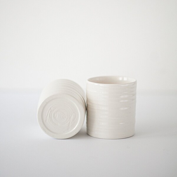 Straight ceramic cup | Handmade | Warm white color