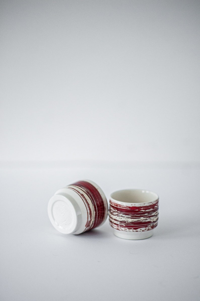 Minimalistic Espresso Cup Red Professional Lithuanian Pottery Authentic Handmade Gift Luxury Design Easy to Stock image 1