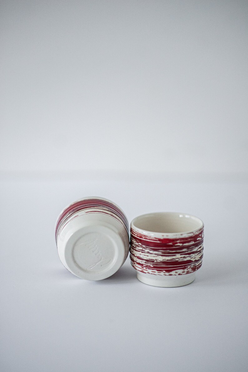 Minimalistic Espresso Cup Red Professional Lithuanian Pottery Authentic Handmade Gift Luxury Design Easy to Stock image 2