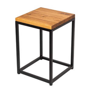 Loftie® Small kitchen stool, ottoman, step vanity stool chair, Industrial design, modern style, black metal and wood, no assembly required