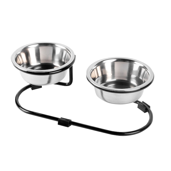 Loftie® Pet bowls holder, raised dog cat food bowl, elevated pet dish stand, metal black wire