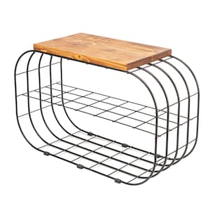 Loftie® Shoe rack, shelving shoe shelf organizer, shoe stand storage, entryway bench, modern industrial style, metal and wood, black