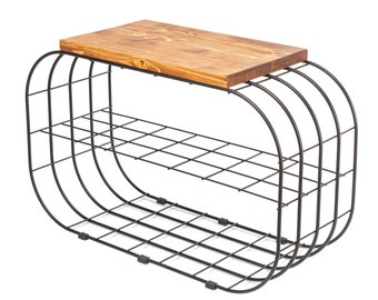 Loftie® Étagère à chaussures, étagère à chaussures, rangement pour chaussures, banc d'entrée, style industriel moderne, métal et bois, noir