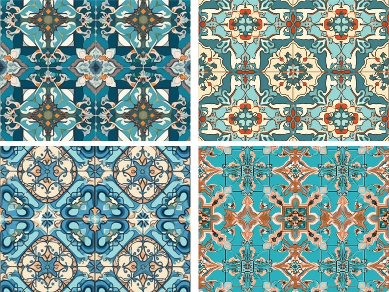 Spanish Tiles Digital Paper, Tiles Patterns, Andalucia Tiles, Mosaic