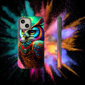 Beautiful mystic colorful Owl Tough iPhone 14 Case