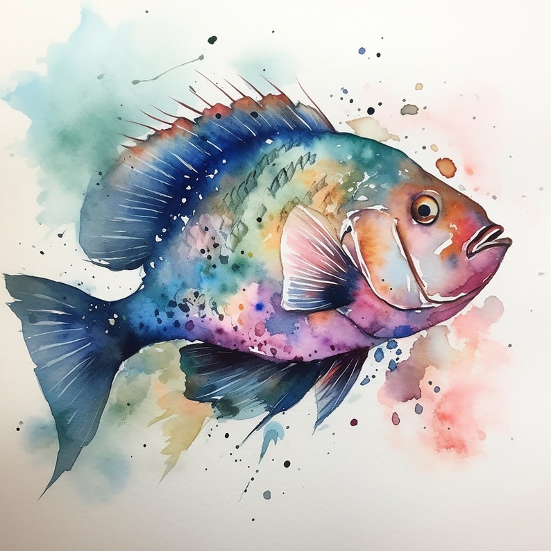 Watercolor Fish - Etsy