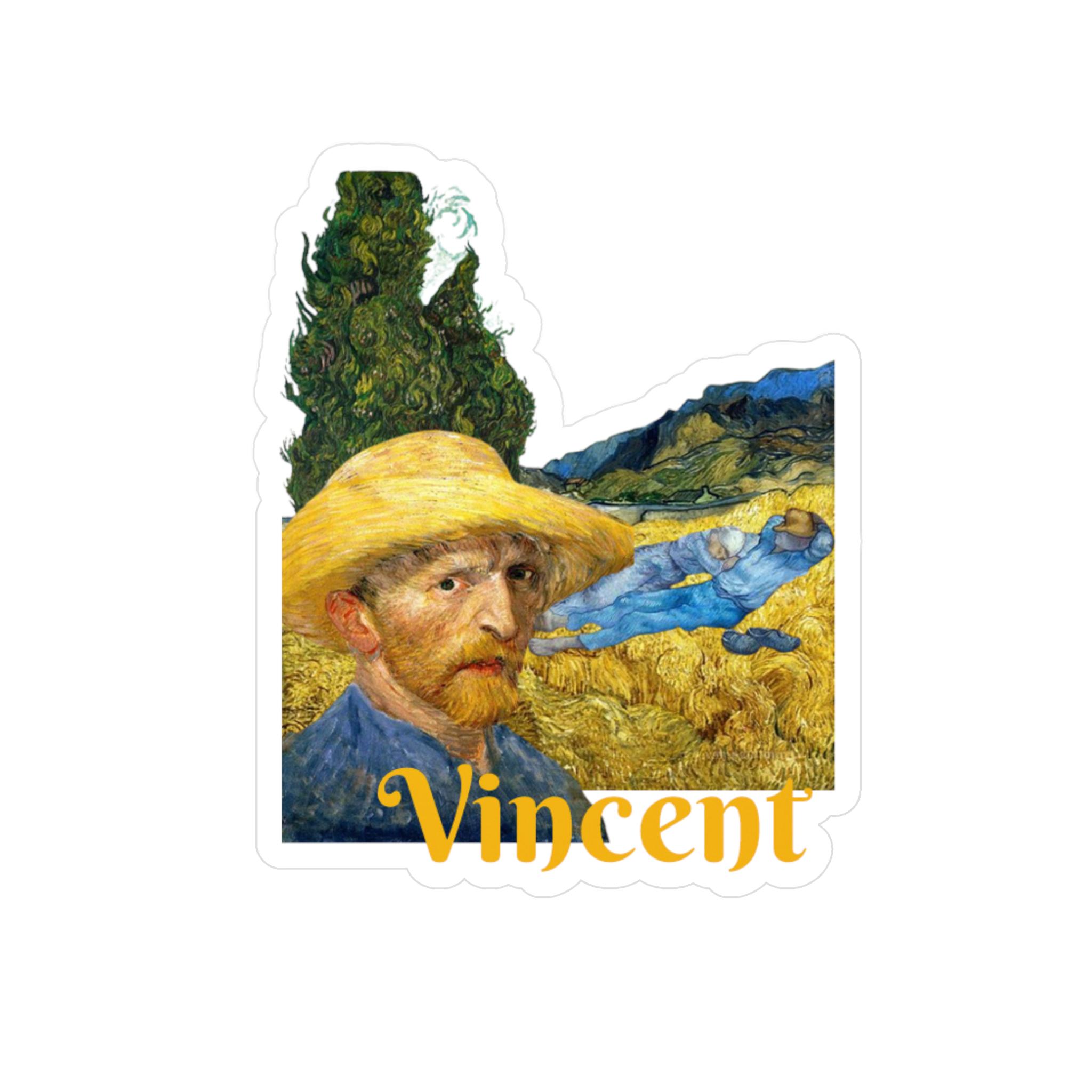 Vinyl Sticker / Decal - Vincent Van Gogh Self Portrait , Cypress Tree , Loving Couple Laying in Hay Iconic Painting Starry Night Famous
