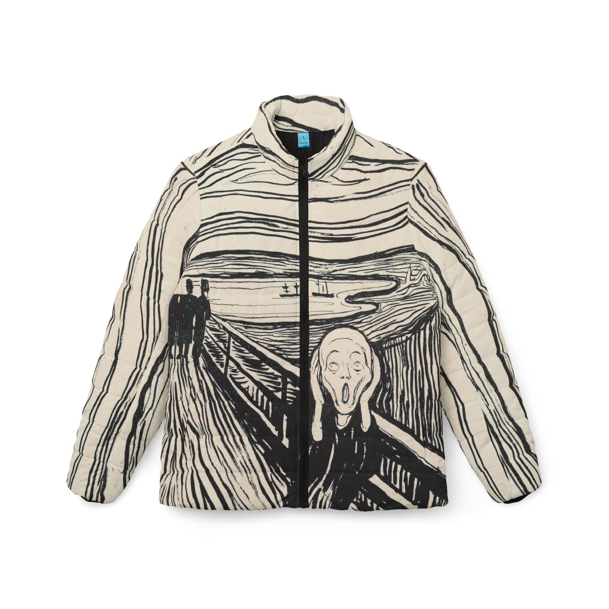 Women's Puffer Jacket Coat the Scream All Over Image Stencil