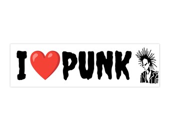Vinyl bumpersticker - I Love Punk Rock Music - Badass Mohawk Silhouette stencilafbeelding cool