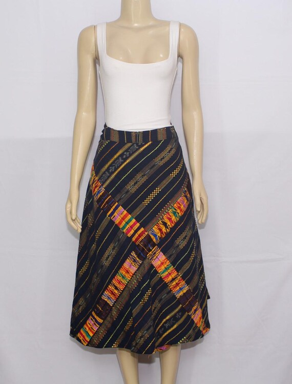 Guatemalan Wrap Skirt, Overlapping Skirt, Vintage Skirt