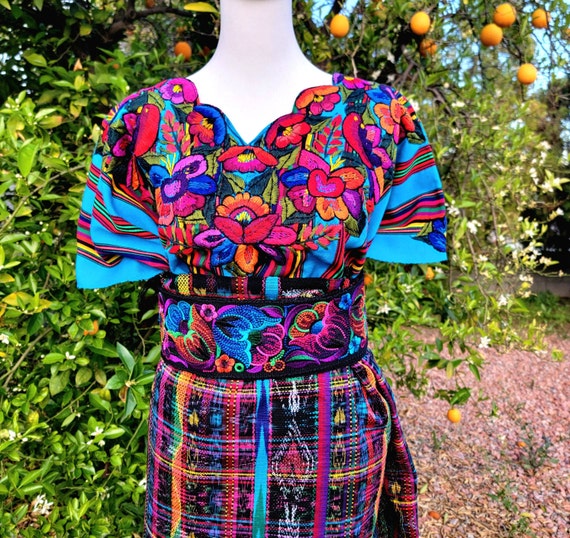 Guatemalan Elegance Dress for Women Very Vibrant Colors Handmade Guipil Standard Size 100 Cotton. Etsy