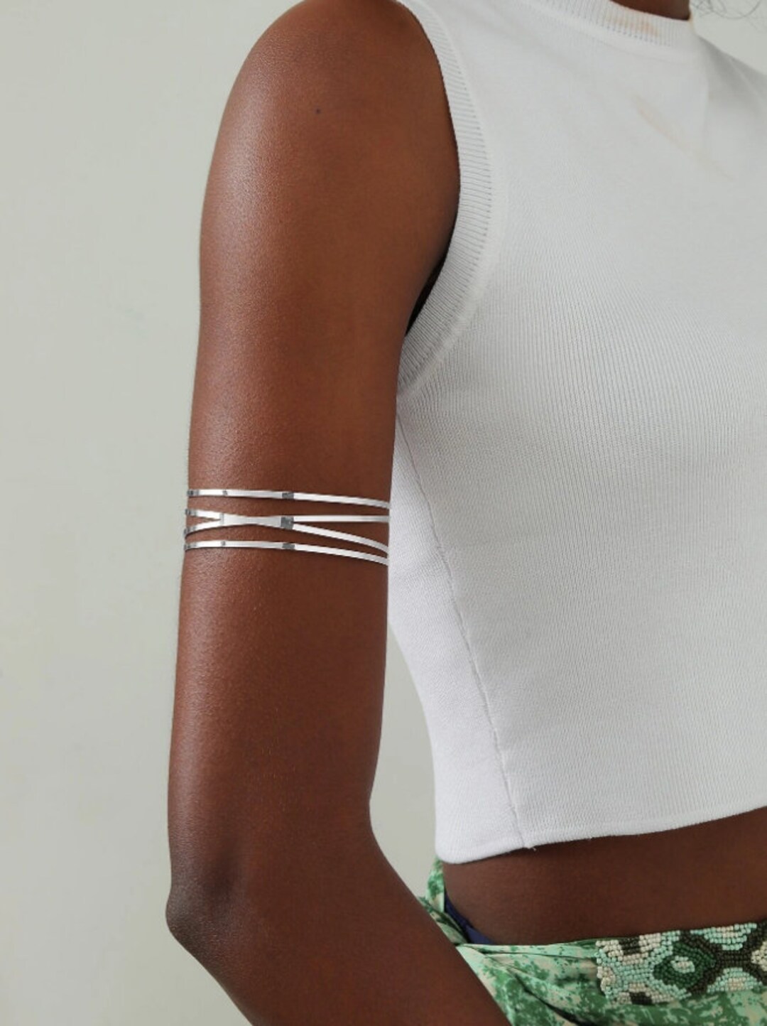 Minimalist Arm Cuff Silver Bangle Silver Upper Arm Bracelet Etsy