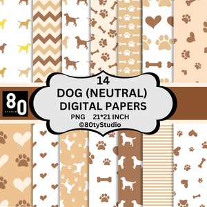 Dog Digital Papers, Paw Print Digital Papers, Animal Scrapbook, Animal Prints, Dog background, Seamless, High Quality, Digital Download