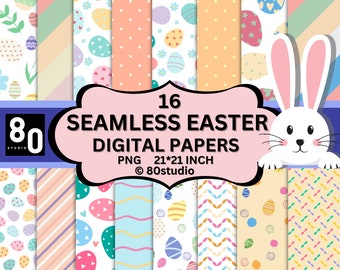 Easter Digital Papers, Easter Bunny, Eggs, Patterns, Spring, Chick, Scrapbook, Seamless High Quality, Digital Download