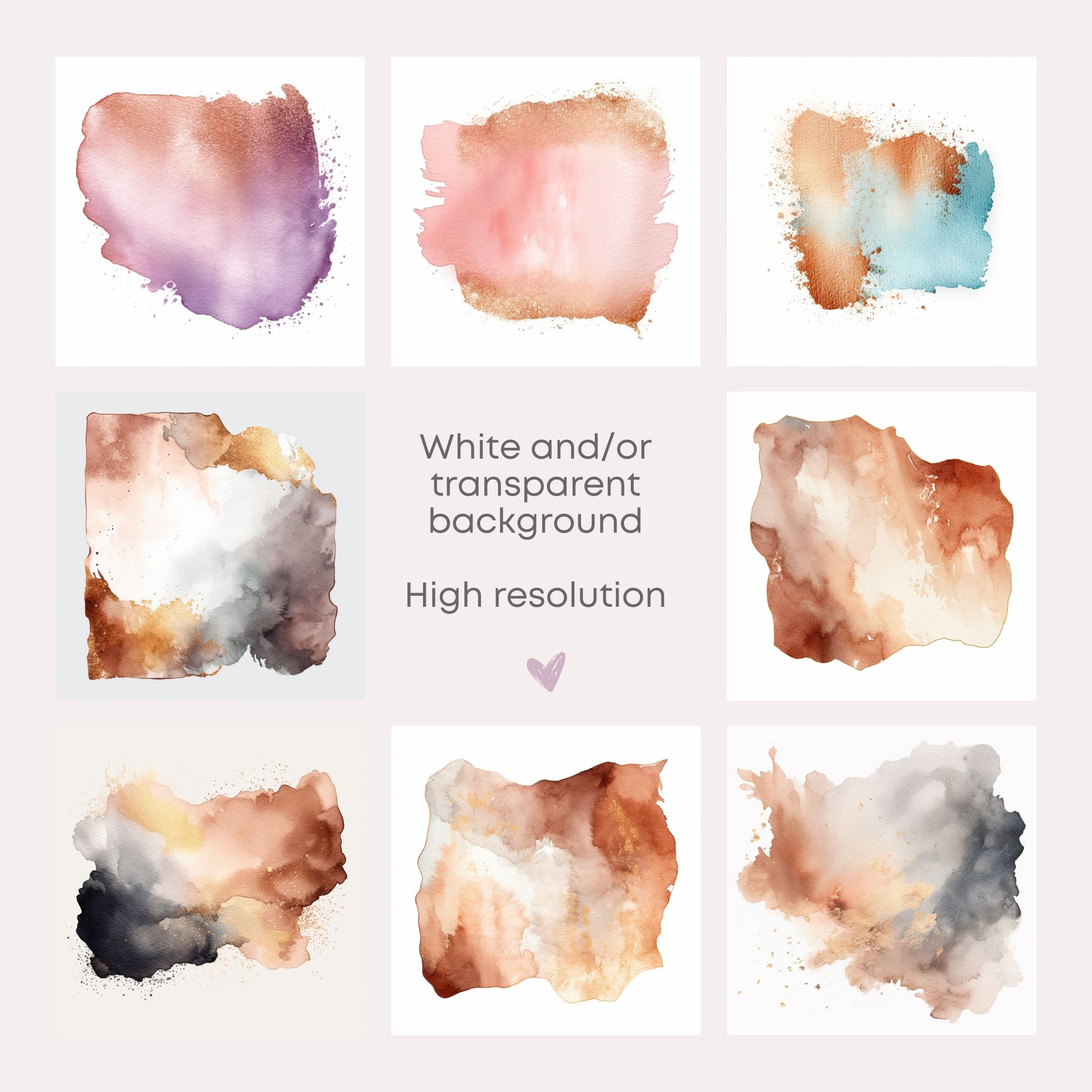 Neutral Watercolor Background Patches Rose Gold and Copper for Social ...