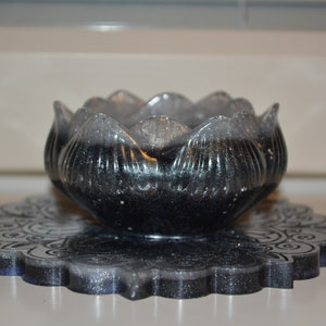 2 items. Fancy DIY Tea Coasters Handmade Home Decoration and Candle Holder (Black with Silver White and Glitter)
