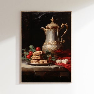 Christmas Cookies - Christmas Painting - Vintage Christmas Decor - Christmas Wall Art - Winter Decor - Christmas Dark Academia