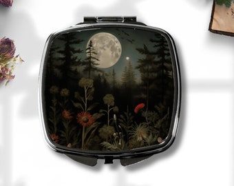 miroir de lune vintage - Miroir de poche sorcière - Art céleste - Dark Cottagecore - Décor gothique - Dark Academia - Cadeau unique