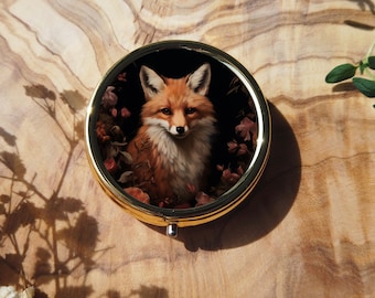 Fox Pill Box - Dark Cottagecore Fox Art - Dark Academia Accessory - Vintage Style Pill Box - Witchy Medication Organiser - Goblincore