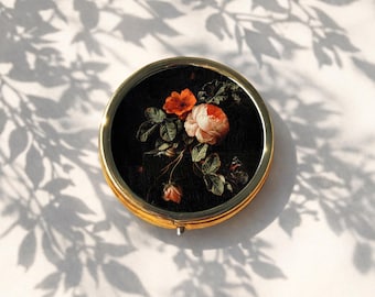 Roses Pill Box - Art by Elias van den Broeck - Dark Academia Accessory - Vintage Art Medication Organiser - Dark Cottagecore - Gothic Decor