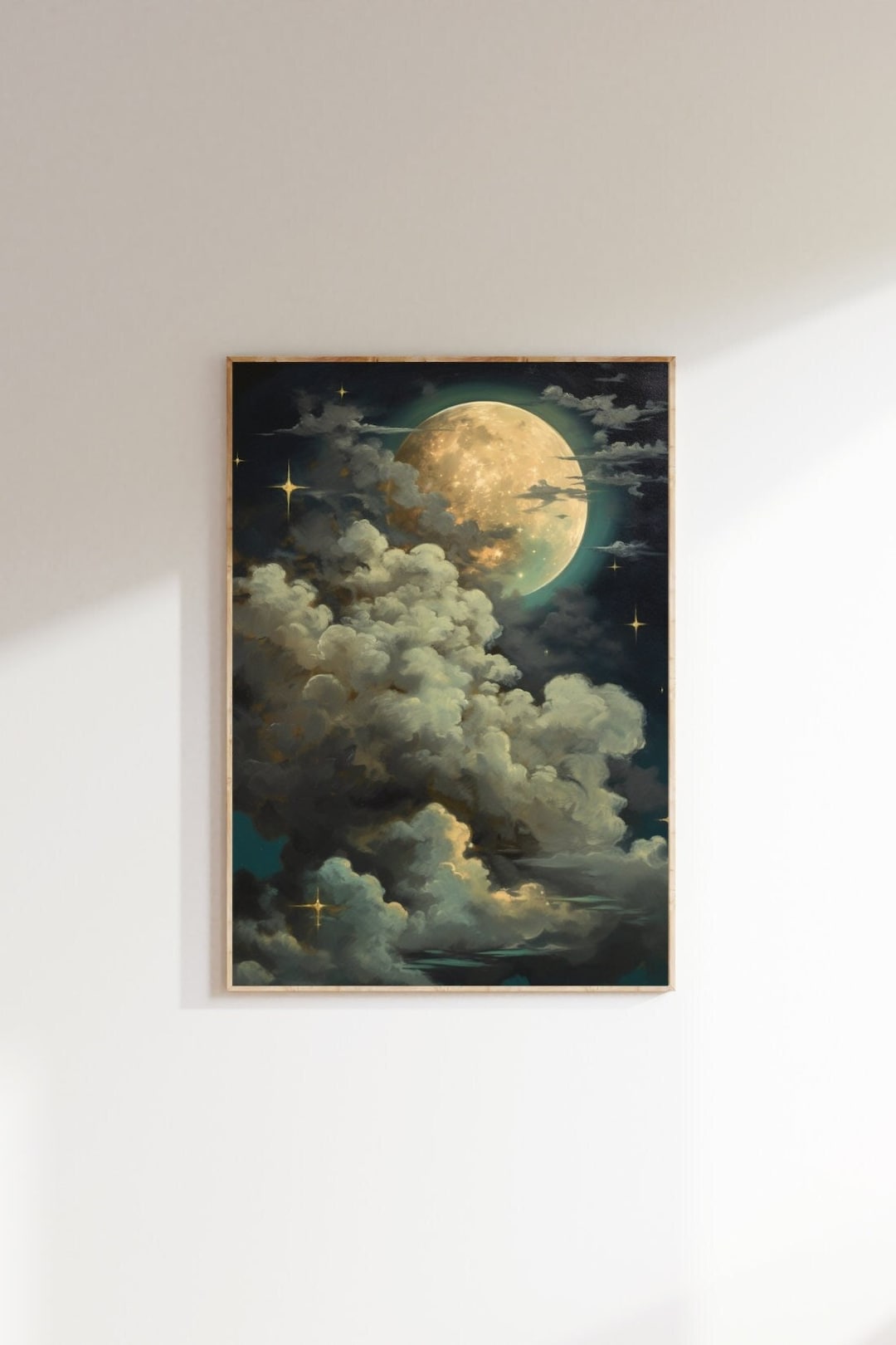 Enchanting Celestial Moon Art Print - Vintage-inspired - Dark Academia ...