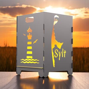 Fire barrel with Sylt motif – fire basket, fire bowl for garden & terrace, garden fire decoration, gift idea, housewarming gift, garden decoration