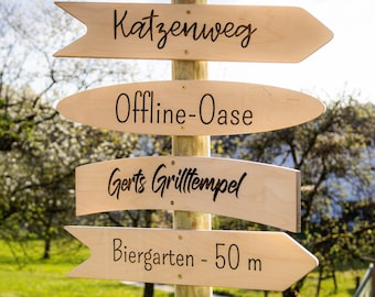 Personalized signpost, garden sign, wooden sign, wedding decoration, wall decoration, housewarming gift, nameplate, rustic & handmade