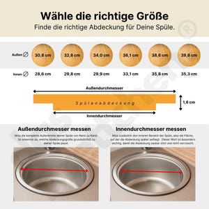 Spülabdeckung mit Schneidebrettfunktion / Größentabelle Messhilfe