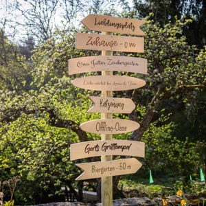 Personalisierter Wegweiser, Gartenschild, Holzschild, Hochzeit Dekoration, Wanddeko, Geschenk Einzug, Namensschild, rustikal & handgemacht, Bild