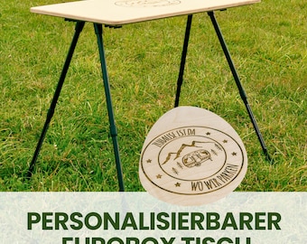 Personalizable Eurobox table, table lid for Eurobox, folding table, lid for camping box, camping table, gift for campers, 60 x 40 cm