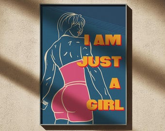 Fitness Girl Gym Poster, Retro Wall Art (Digital Download)