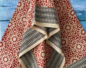 Hand Block Printed Cotton Sarong | Lightweight Beach Wrap Skirt | Boho Pareo Cover Up | Indian Block Print Resort Wear for Women | Body wrap