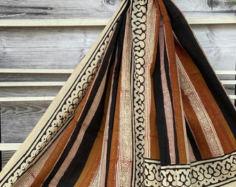 Luxury Cotton Sarong Wrap – Hand Block Printed Beach Pareo – Resort Wear Cover Up for Women
