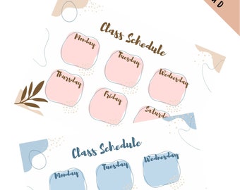 Printable Class Schedule Planner Instant Download Floral Weekly Printable Class Schedule Planner Instant Download Floral Weekly