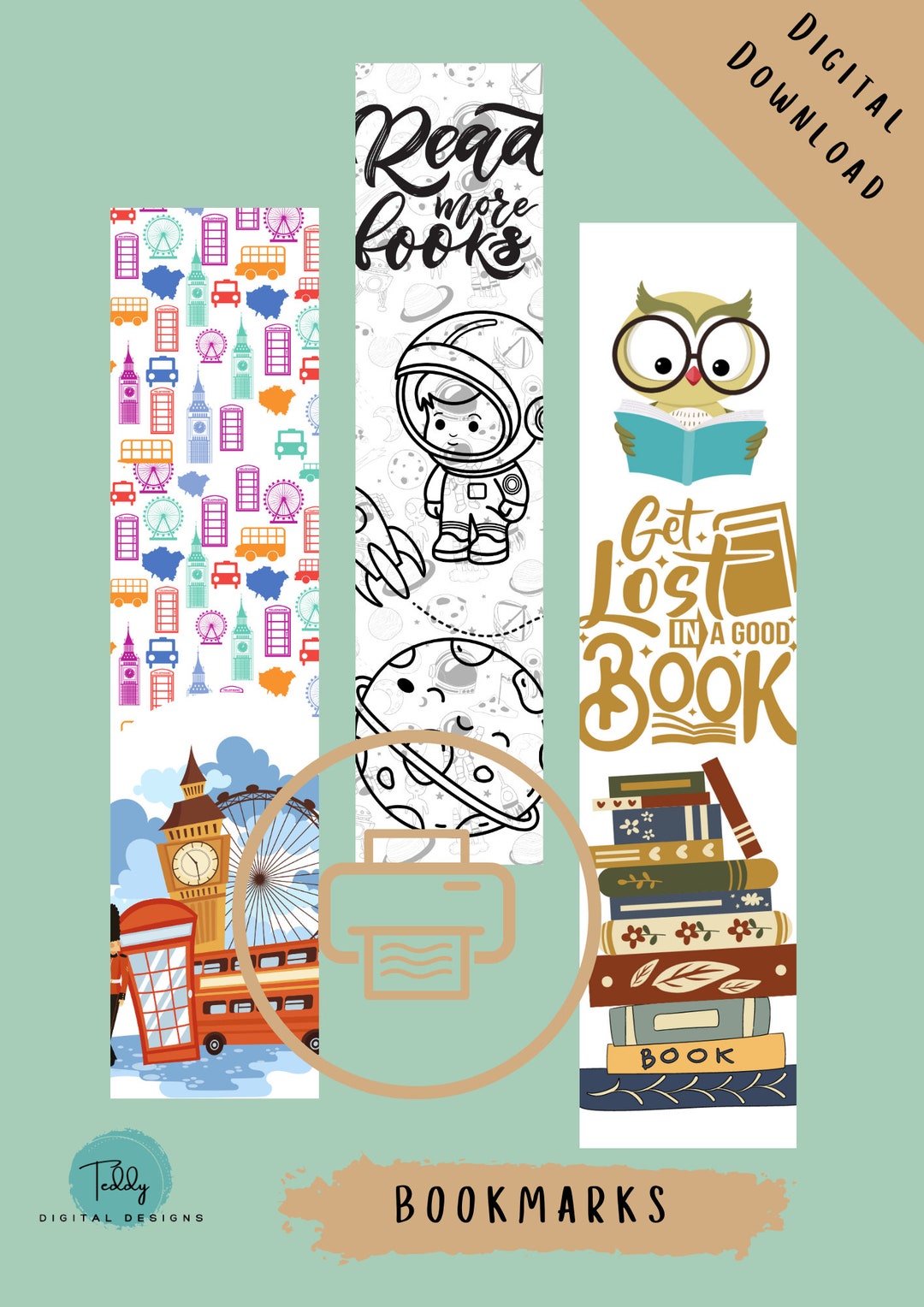 Printable Bookmarks Book Dividers Reading Anniversary Etsy UK