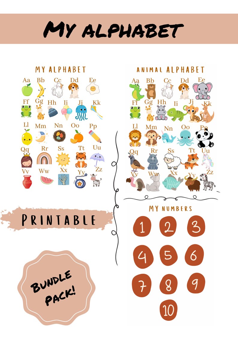 Printable alphabet Numbers Etsy