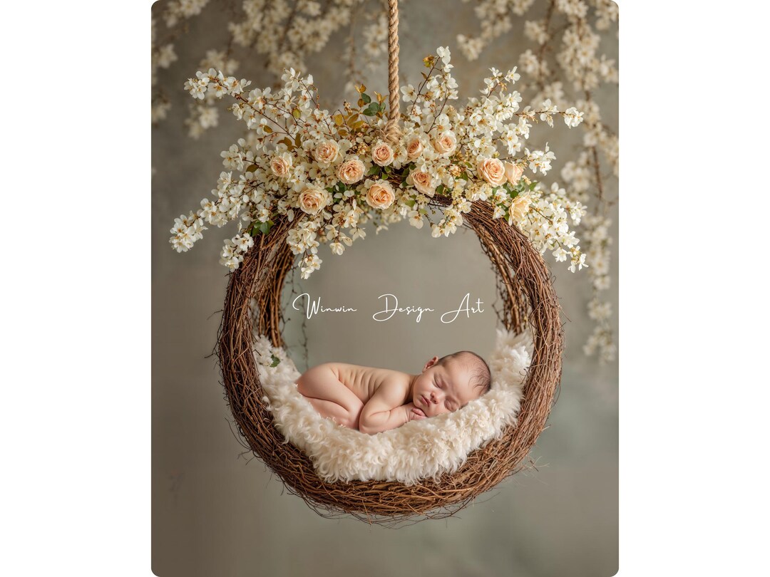 Newborn Swing Photography Digital Background Floral Hoop - Etsy Singapore