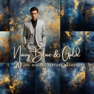 Navy Blue Digital Texture Overlay Blue and Gold Background Studio Photoshoot Portrait Backdrop Digital Backdrop Professional Photo Overlay