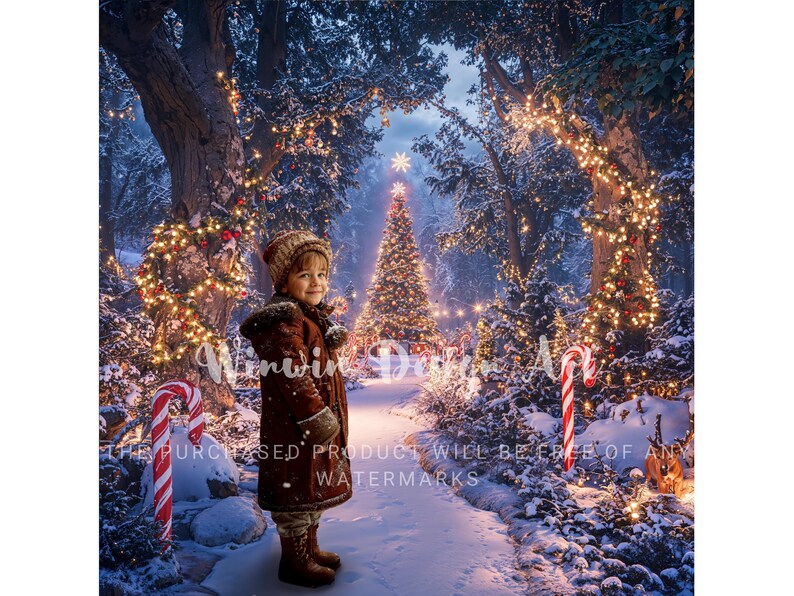 Digital Backdrop Magical Winter Pathway – Enchanted Christmas Castle ...