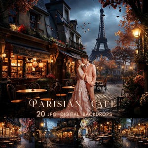 Parisian Cafe Digital Backdrop – Paris Street Photography Background, Cafe Scene Overlay, Maternity & Portrait Background
