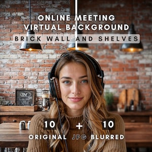 仮想会議用のレンガ壁のズーム背景、インダストリアルスタイルのホームオフィスの背景、ズーム会議の Google Meet 仮想背景