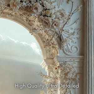 Rococo Arch Digital Backdrop, White Room Maternity Background, Fine Art Wedding Overlay image 2
