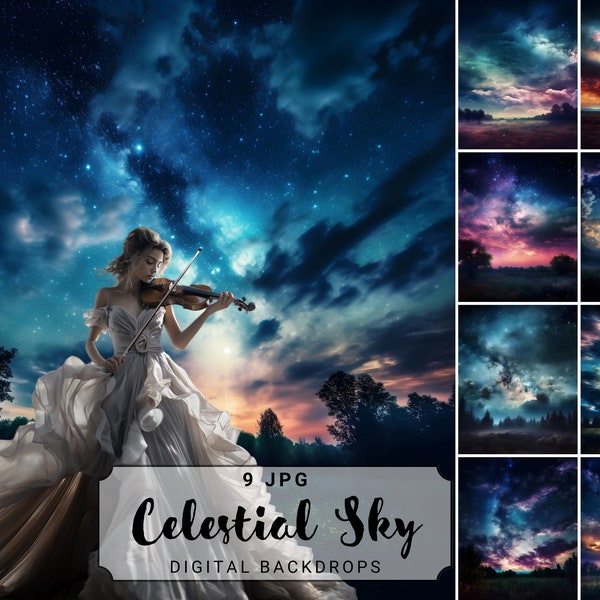 Celestial Sky Backdrops Galaxy Digital Background Fantasy Digital Backdrop Starry Sky Wallpaper Galaxy Digital Overlay Night Sky Background