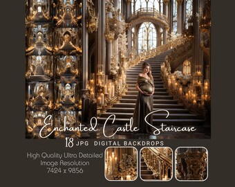 Grand Palace Treppenhaus Hintergrund, Mutterschaftsstudio Hintergrund, Märchen Photoshop Verbundstoff