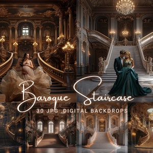 Baroque Staircase Digital Photography Backdrop Grand Stairs Wedding Photo Editable Maternity Photo Staircase Wedding Digital Background