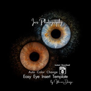 Duo Iris Photography Mockup PSD Auto Color Change, Eye Insert Template, Auto Color Match Couple Eye Photography Mockup
