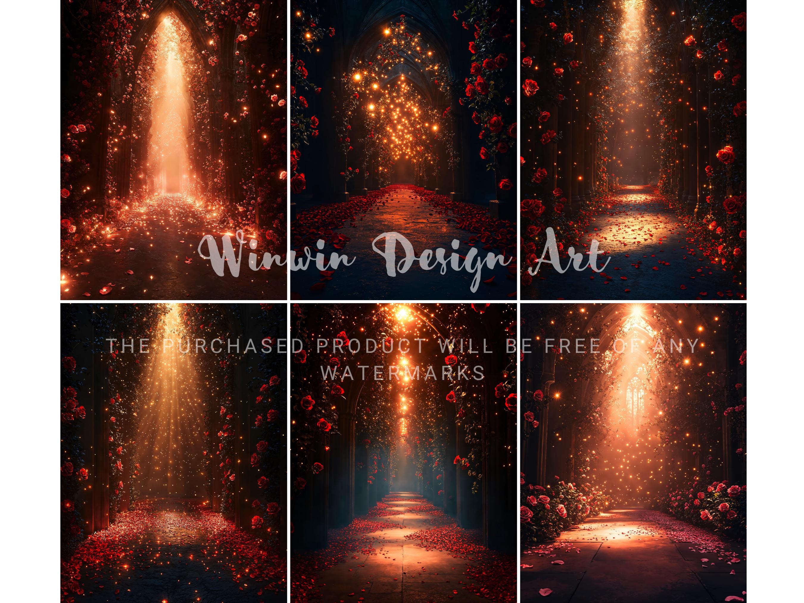 Red Roses Photoshop Enchanted Red Roses Digital Backdrop – Romantic Maternity Portrait ...